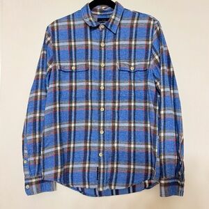 Lucky Brand Men’s Size S Blue Plaid Lightweight Flannel Shirt 100% Cotton